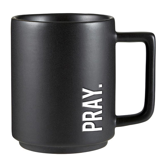 PRAY Mug - Sleek Matte Ceramic Design - Debossed Pattern - Large Handle - Stackable - Shop Blue Orchid Boutique