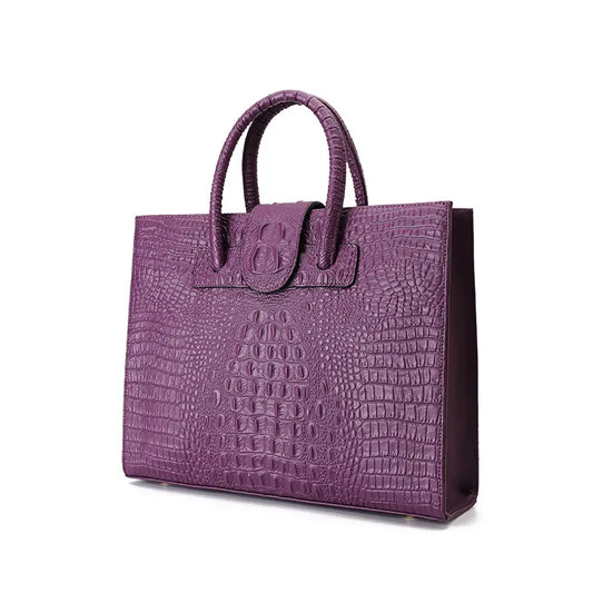 Elegant "SHEBAD" Vintage Purple Genuine Leather Shoulder Bag with Crocodile Pattern - Women's Fashion Handbags - Shop Blue Orchid Boutique